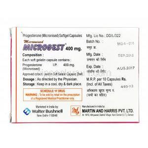 マイクロゲスト，プロメトリウムジェネリック，微粒子状プロゲステロン 400mg　製造元