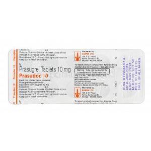 プラスードク，エフィエントジェネリック，プラスグレル 10mg ブリスターパック情報