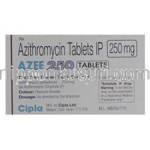 アジー, アジスロマイシン 250mg　箱裏面