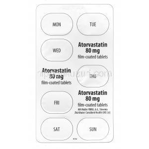 アトルバスタチン,リピトール ジェネリック,アトルバスタチン 80mg 包装シート　裏面