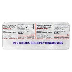 プロバノールSR 80,インデラルジェネリック,プロプラノール 80mg 徐放性錠 錠