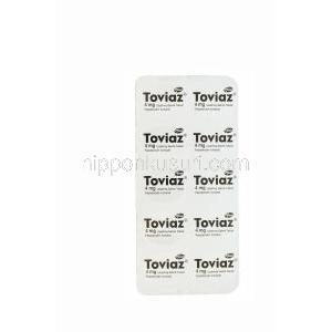 トビエース，フェソテロジン 4mg　錠　シート裏面