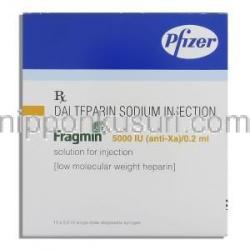 フラグミン Fragmin, ダルテパリンナトリウム 5,000IU 0.2ml 注射 (ファイザー社) 箱