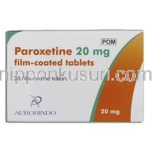 パロキセチン Paroxetine 20mg 錠 (Aurobindo) 箱