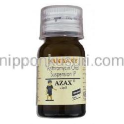 アザックス Azax Liquid, ジスロマックス ジェネリック, アジスロマイシン 15ml 100mg/5ml 内服液 (Ranbaxy) ボト