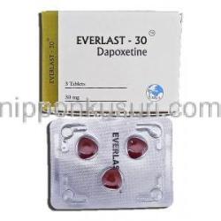 エバーラスト30 Everlast-30, プリリジー ジェネリック, ダポキセチン, 30mg, 錠