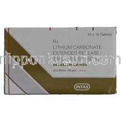 インタリスCR-450  Intalith CR-450, リーマス ジェネリック, 炭酸リチウム, 450mg, 箱