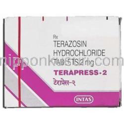 テラプレス2 Terapress 2, ハイトラシン ジェネリック, テラゾシン 2mg 錠 箱
