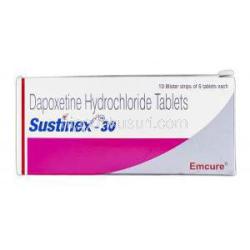 サスティネックス-30 Sustinex-30, プリリジー ジェネリック, ダポキセチン, 30 mg, 錠, 箱