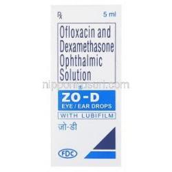 デキサメタゾン / オフロキサシン点眼薬,ZO-D　5ml,　製造元：FDC,　箱表面