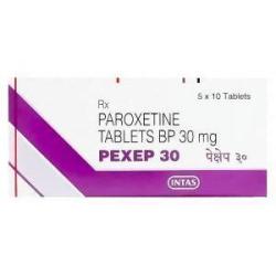 パキセル　Pexep30、ジェネリックパキシル、パロキセチン塩酸塩30mg　箱