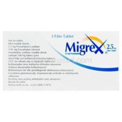  ミグレックス　Migrex、フロバトリプタン 2.5mg　トルコ製