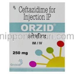セフタジジム　Orzid  注射 250 mg 箱 (Orchid)