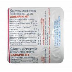 ガバピン NT (ガバペンチン/ ノルトリプチリン) 400mg 錠剤裏面