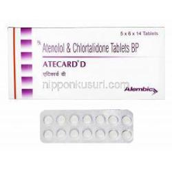 アテカード D (アテノロール/ クロルタリドン) 箱、錠剤