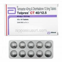 テルプレス CT (テルミサルタン 40mg/ クロルタリドン 12.5mg) 箱、錠剤