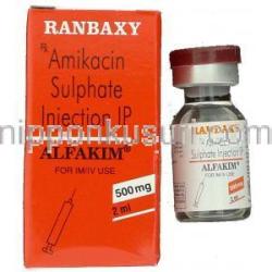 アミカシン（ビクリン ジェネリック）, Alfakim, 500mg 2ml 注射 (Ranbaxy)