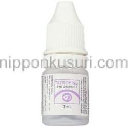 アトロピン硫酸塩（アトロピロル ジェネリック）, Atro, 1 % 5ML 点眼薬 (Intas) ボトル