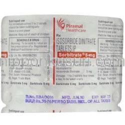 ソルビトレート，硝酸イソソルビド ( ニトロールジェネリック)　10 mg 　錠 包装