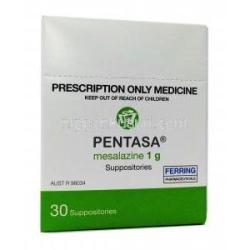 ペンタサ 坐薬, メサラミン 1g 坐薬 x 30個, 箱表面