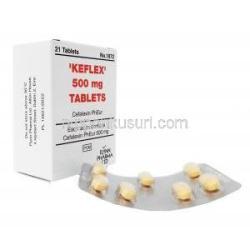 ケフレックス (セファレキシン) 500 mg, 21 錠 箱、錠剤
