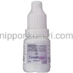 ブリモニジン酒石酸塩 / チモロールマレイン酸塩,  コンビガン Combigan 点眼薬 (Allergan) ボトル