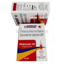 メドロカン 40 注射,メチルプレドニゾロン40mg, 製造元：American Remedies, 箱情報