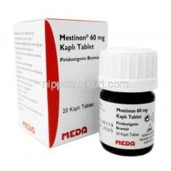 メスチノン, ピリドスチグミン 60mg, 製造元：Meda Pharmaceuticals Ltd, 箱, ボトル
