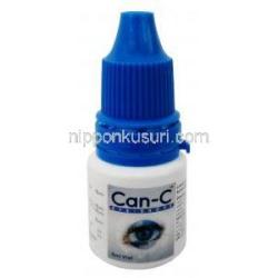 Can-C 点眼薬,　グリセリン 1% w/v / カルボキシメチルセルロース  0.3% w/v, 2本 x 5ml バイアル,製造元： Profound Products, ボトル表面