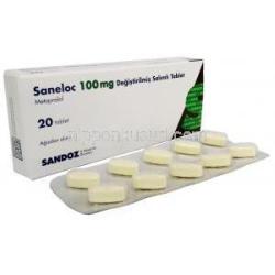 サネロック,  コハク酸メトプロロール 100 mg, 製造元：Sandoz, 箱, シート