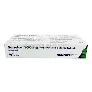 サネロック,  コハク酸メトプロロール 100 mg, 製造元：Sandoz, 箱底面
