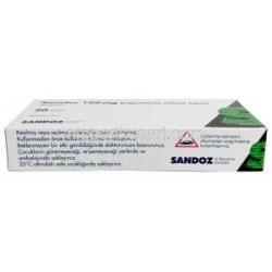 サネロック,  コハク酸メトプロロール 100 mg, 製造元：Sandoz, 箱情報, 注意事項