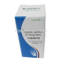 セルプラ 10, シスプラチン 10 mg(10mLあたり), 注射 10mL, 製造元：Celon, 箱表面