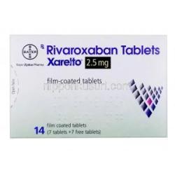 ザレルト 2.5mg, リバロキサバン  2.5 mg,製造元： Bayer Pharma,箱表面