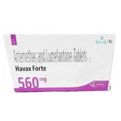Havax Forte, Artemether 80 mg, Lumefantrine 480 mg, Aqua Lab, Box bottom view