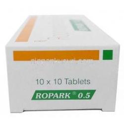 ロパーク 0.5, ロピニロール 0.5mg, 製造元：Sun Pharma, 箱側面