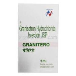 グラニテロ 注射, グラニセトロン 3mg,注射 3mL, 製造元：Hetero Healthcare, 箱表面