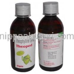 テオペッド シロップTheoped Syrup, テオフィリン 50mg/ml 100ml シロップ (Cipla)