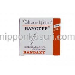 Ranceff 250, ロセフィン ジェネリック, セフトリアキソンナトリウム 500mg 注射 (Ranbaxy) 箱
