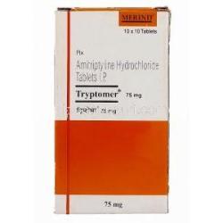 アミトリプチリン塩酸（トリプタノールジェネリック）, トリプトマー Tryptomer 75mg 錠 (Merind) 箱
