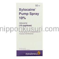 キシロカイン Xylocaine, リドカイン 10ml x 50ml ポンプスプレー （アストラゼネカ社）