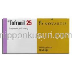 トフラニール Tofranil, 塩酸イミプラミン 25mg 錠 (Novartis) 箱