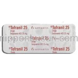 トフラニール Tofranil, 塩酸イミプラミン 25mg 錠 (Novartis) 包装裏面