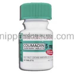 クーマディン Coumadin, ワーファリンジェネリック, ワルファリン 5mg 錠 (Sigma) ボトル