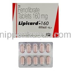 フェノフィブラート  160 mg Lipicard USV  錠and箱