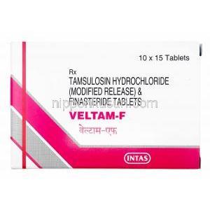 ベルタムＦ, タムスロシン 0.4mg(徐放性ペレット) / フィナステリド 5mg (フィルムコーティング錠) , 15カプセル,製造元： Intas Pharma,箱表面