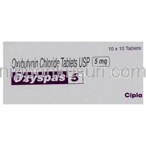 オキシブチニン 5 mg Oxyspas Cipla 製造業者情報