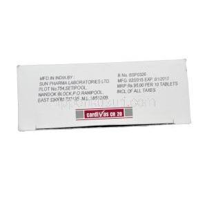 カーディバスCR 20, コレッジジェネリック,　カカルベジロールリン酸塩 20mg 持続放出性　