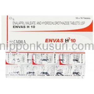 マイレン酸エナラプリル / ヒドロクロロチアジド配合 （Generic  Vaseretic）, Envasl-H, 10mg/ 25mg 錠 (Candila)