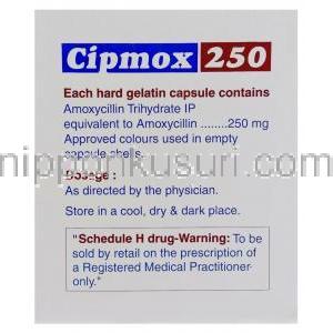 シプモックス Cipmox アモキシシリン 250mg カプセル (Cipla) 成分